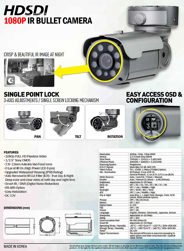 No Halo No Haze Anti IR Reflection Varifocal Night Security HD Camera 