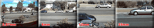 Viewing angle variation of CCTV camera board lens --- click to enlarge --